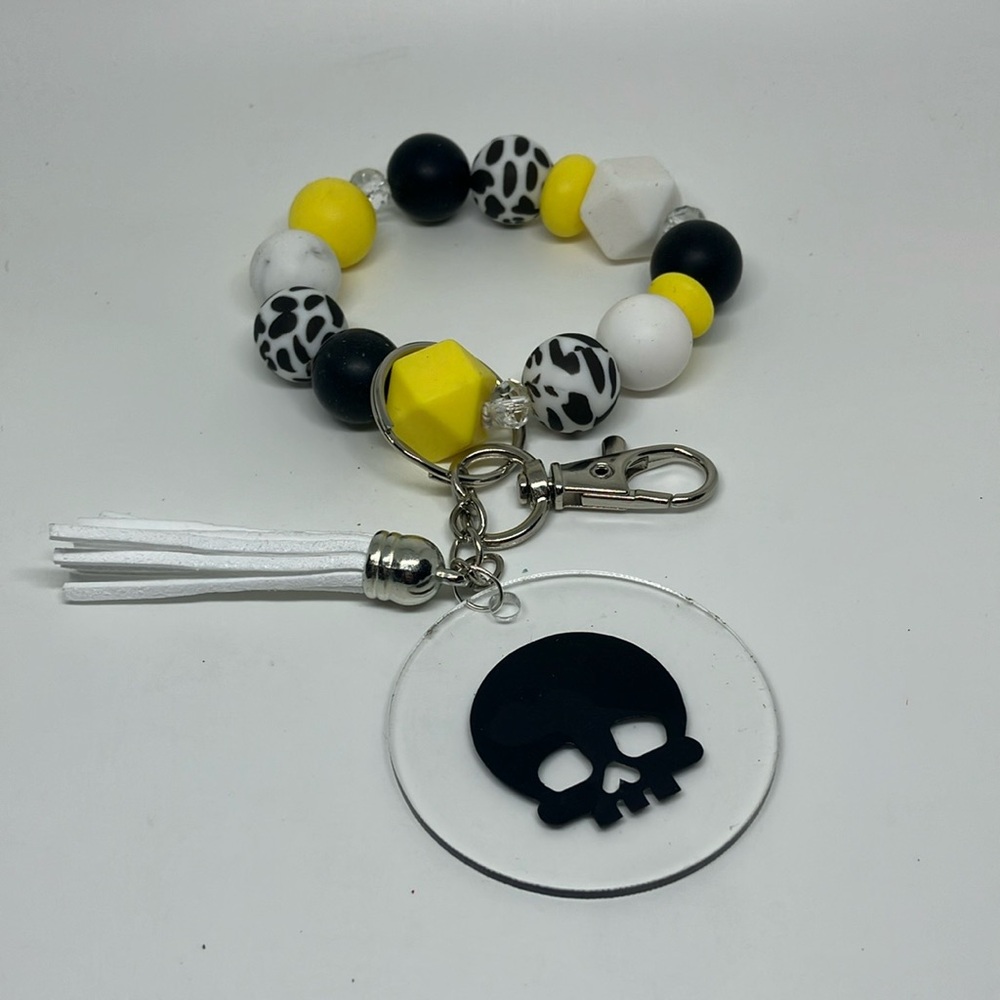 Silicone Beaded wristlet keychain